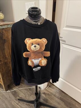 Moschino Black Sweatshirt with Brown Teddy Graphic - size med